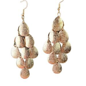 Cascading fashion statement earrings gold tone